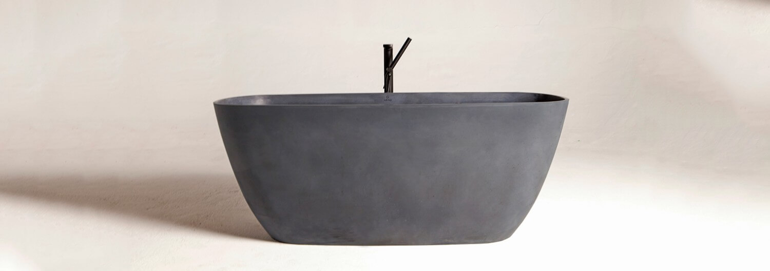 SABBIA BAHIA CINZA MATE BAÑERA EXENTA CON VALVULA CROMO 1620 X 730 MM