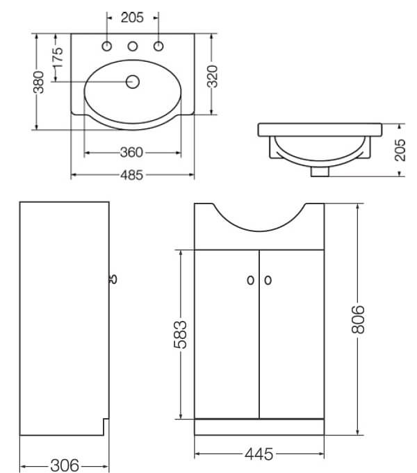 FERRUM VENECIA BLANCO MUEBLE 48CM PUERTA LISA