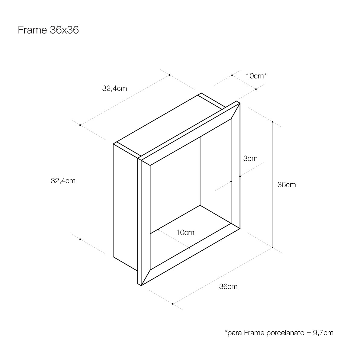 PORTOBELLO OFFICINA FRAME (NICHO) FULL WHITE 36X36 NAT