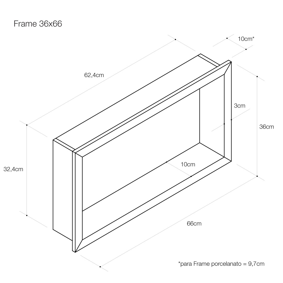 PORTOBELLO OFFICINA FRAME (NICHO) FULL BLACK 36X66 NAT